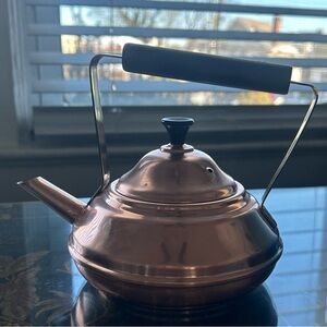 Vintage ELPEC Copper Kettle Teapot collectible pot Wood Handle Made In England